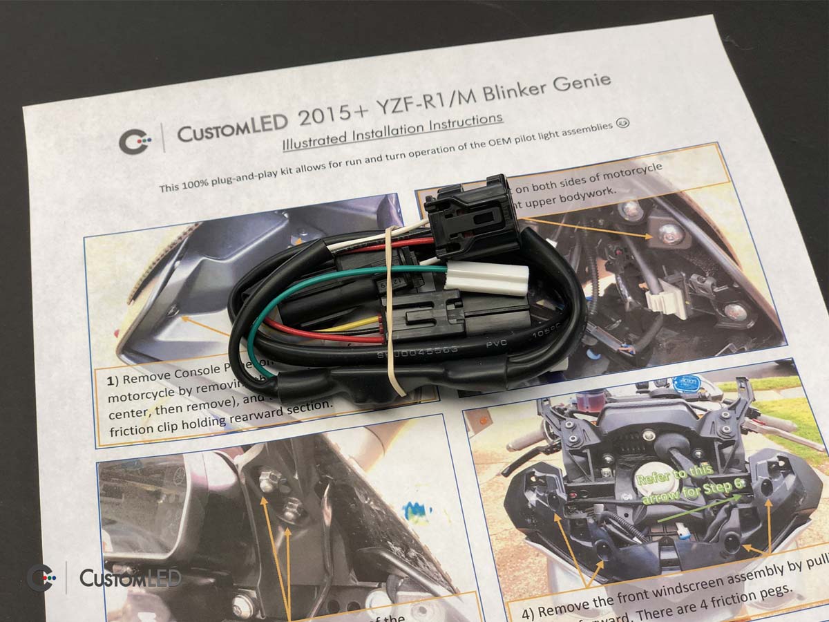 R1, R1M and R1S Running Light DRL Turn Signal Mod - Custom LED Blinker Genie pre-wired for 2015+ R1, R1M and R1S